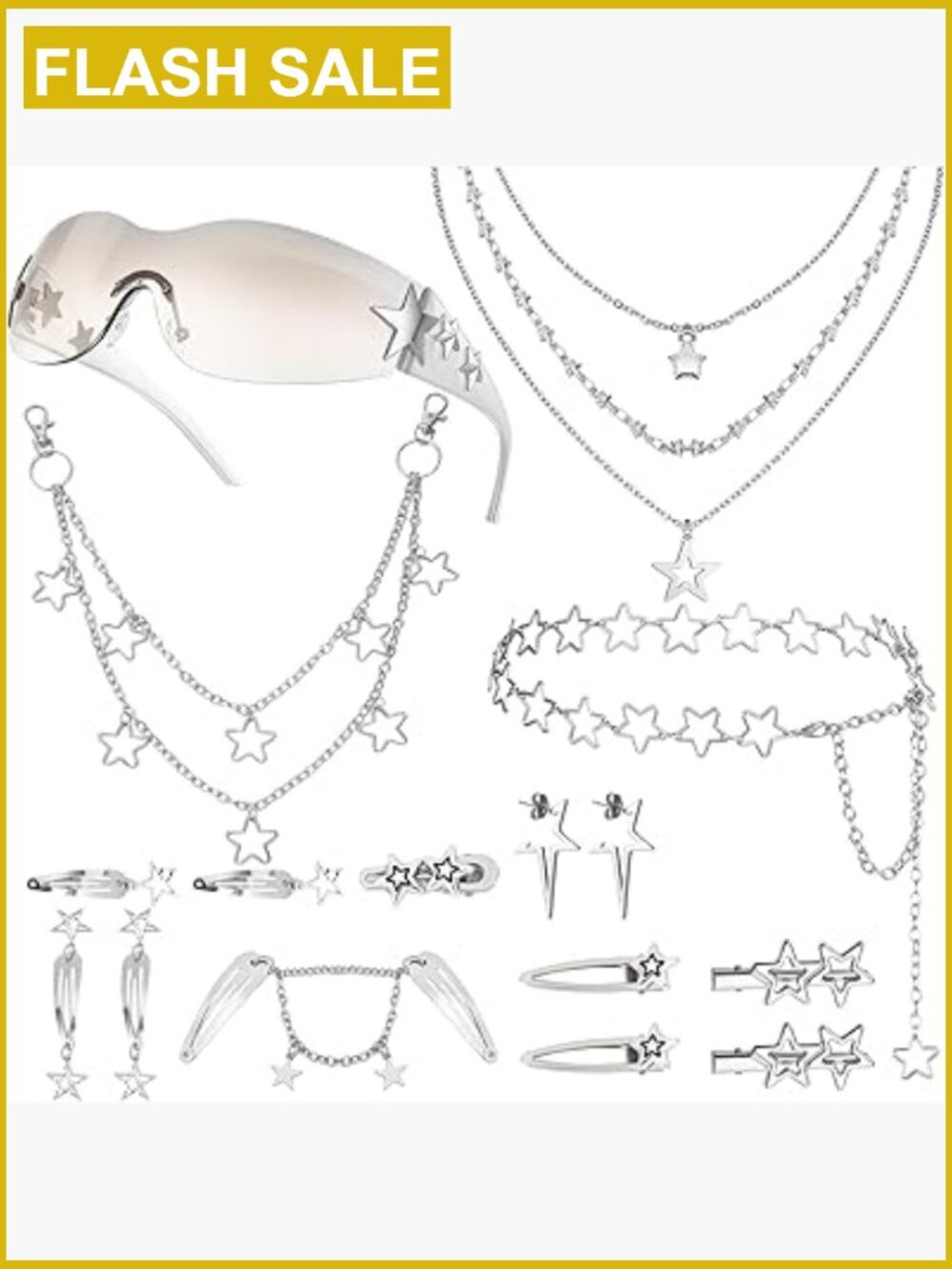 Y2k 6-Piece Accessory Set With Sunglasses Chain Belt Jewelry